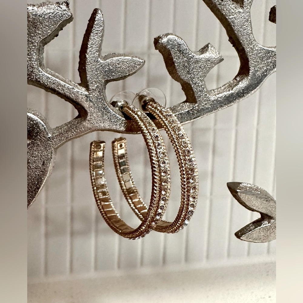 Gold and Crystal Hoops